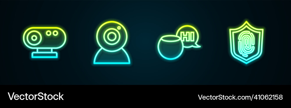 Set line web camera voice assistant Set line web camera voice assistant Vector Image