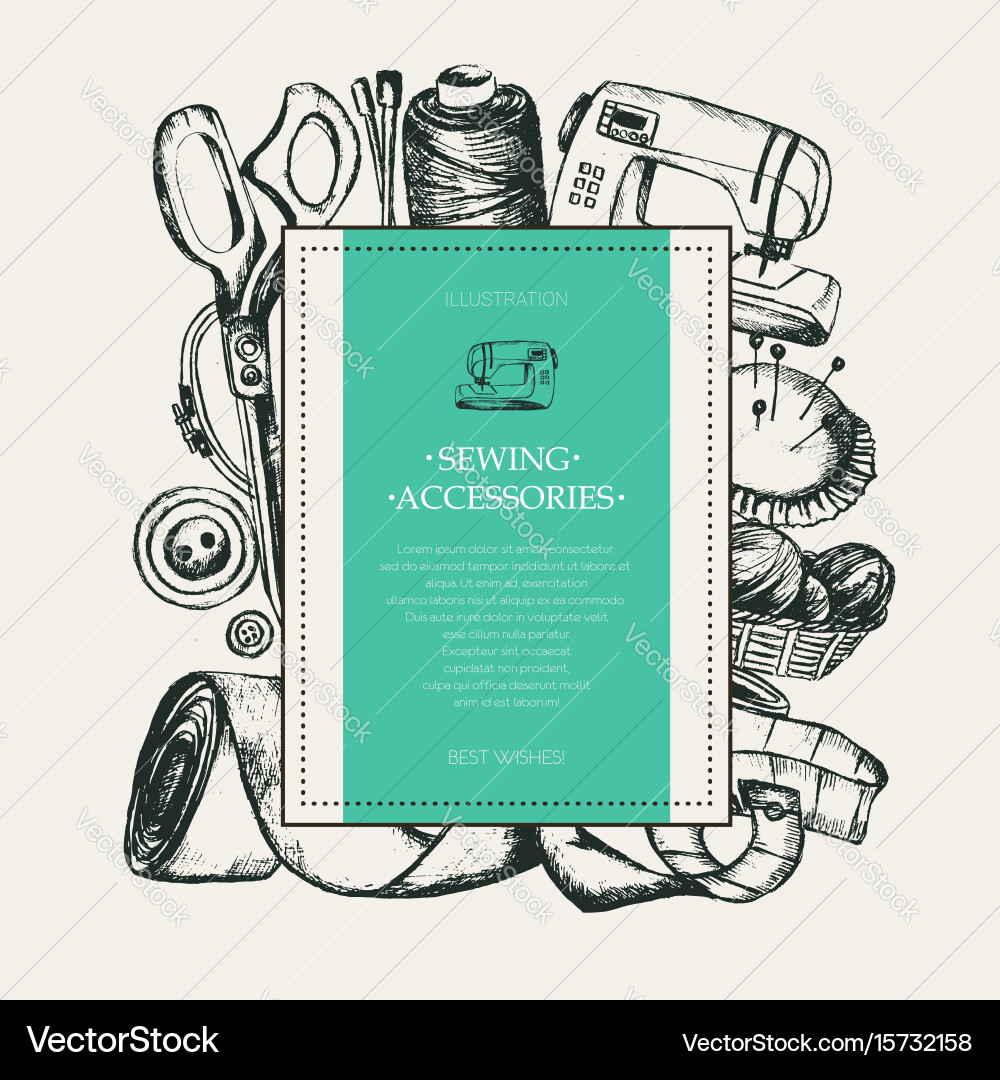 Sewing Supplies - Creative Postcard Royalty Free Vector