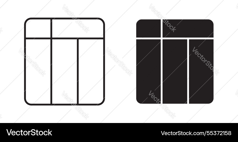 Table layout icon set in thin line for web Table layout icon set in thin line for web vector image