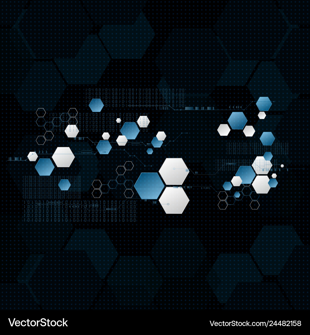 Technological encryption future hexagonal data Technological encryption future hexagonal data vector image