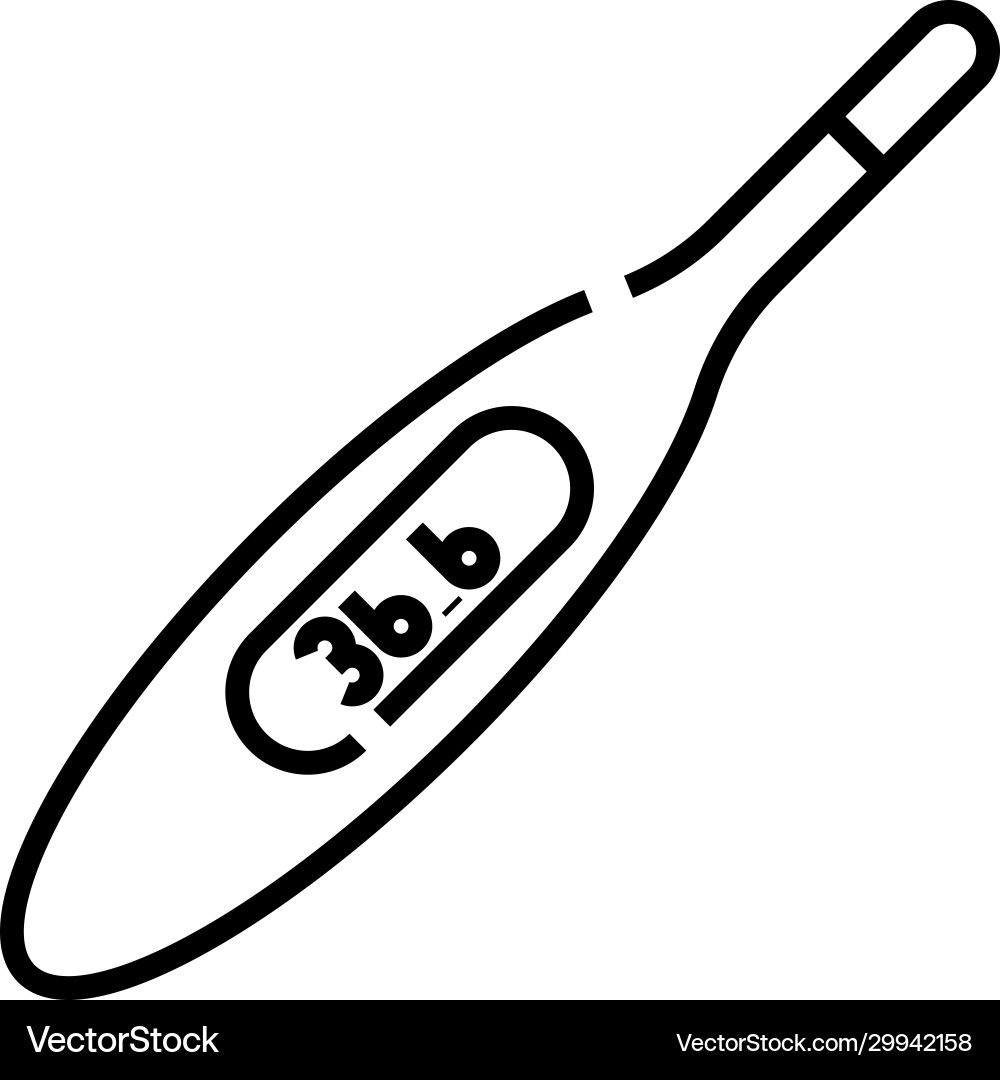 Temperature checking line icon concept sign Temperature checking line icon concept sign vector image