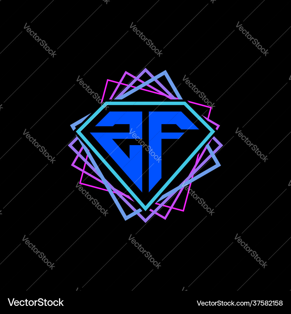 Ursprünglicher Buchstabe z f mit Diamant-Design und Quadrat Ursprünglicher Buchstabe z f mit Diamant-Design und Quadrat vektorbild