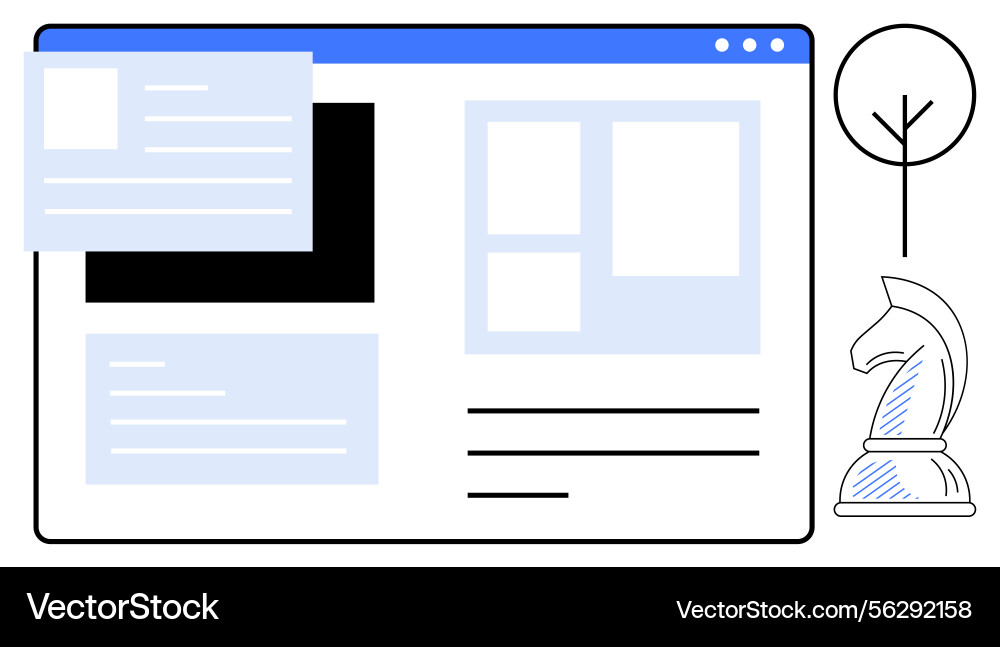Web interface design with chess strategy metaphor vector image