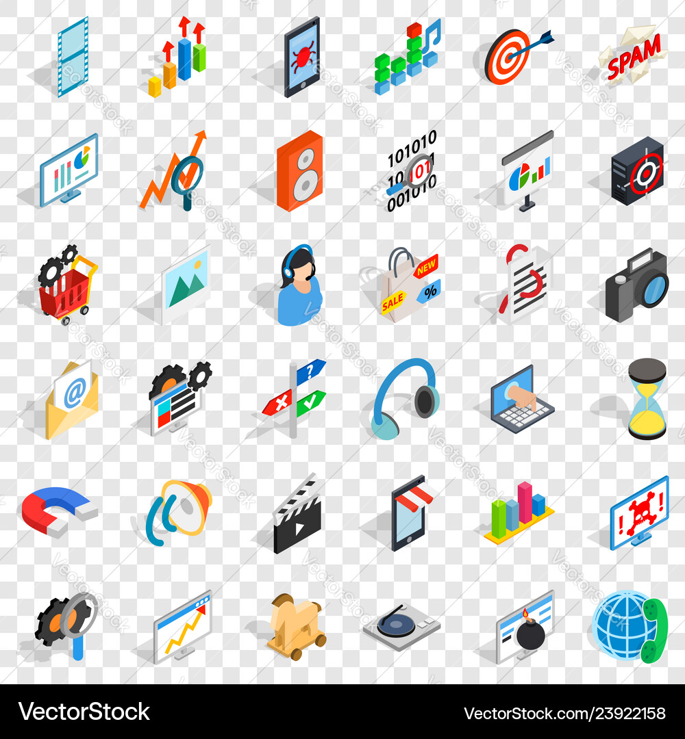 Web operation icons set isometric style Web operation icons set isometric style vector image