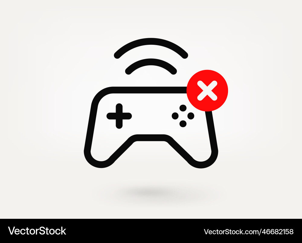 Wireless gamepad with ban mark 3d icon vector image