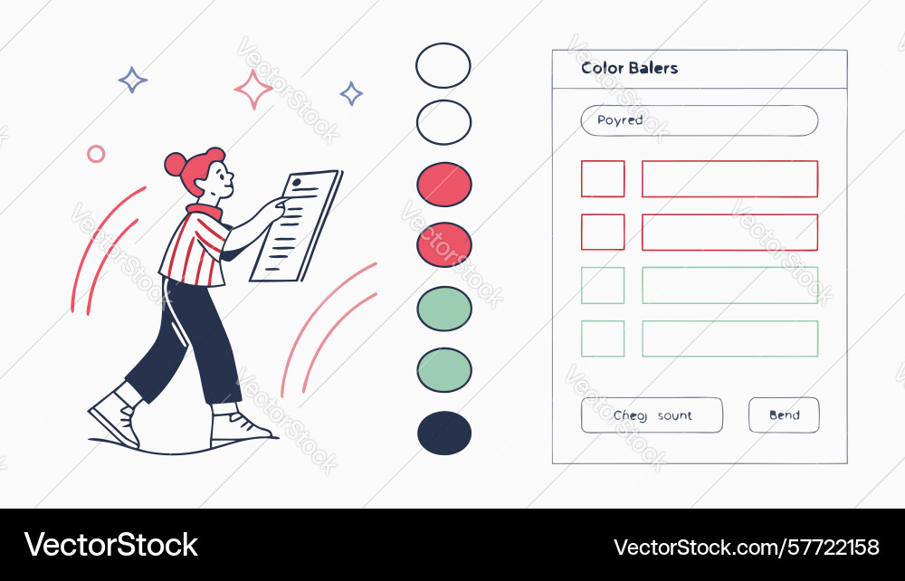 Woman managing data order form ui elements vector image