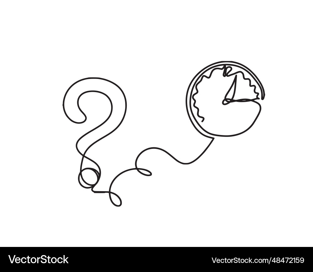 Abstract question mark with clock as continuous Abstract question mark with clock as continuous vector image
