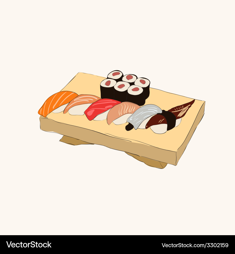 Assorted Sushi Collection Vector Image