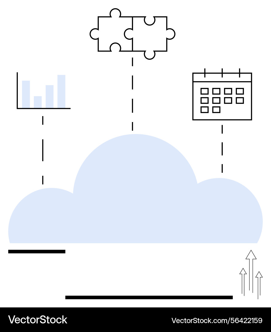 Cloud integration linking data puzzle pieces Cloud integration linking data puzzle pieces vector image