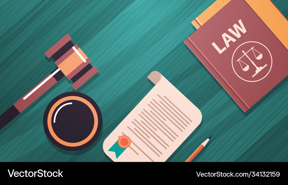 Gavel and judge book on wooden table legal law Gavel and judge book on wooden table legal law vector image