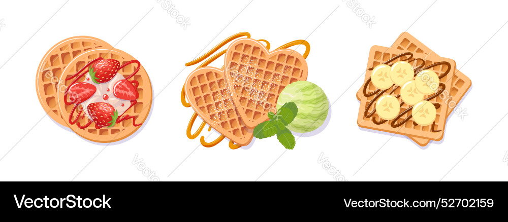 Indulge in an array of delightful waffles Indulge in an array of delightful waffles Vector Image
