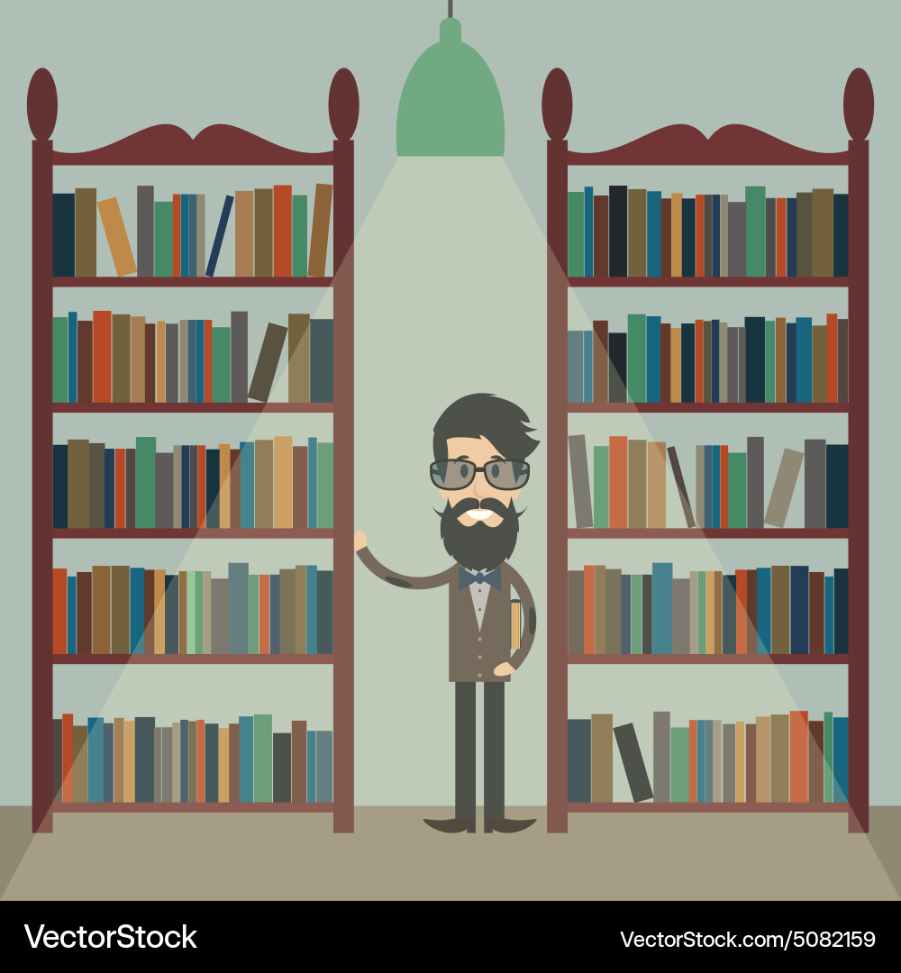 Man Reading in Library vector image
