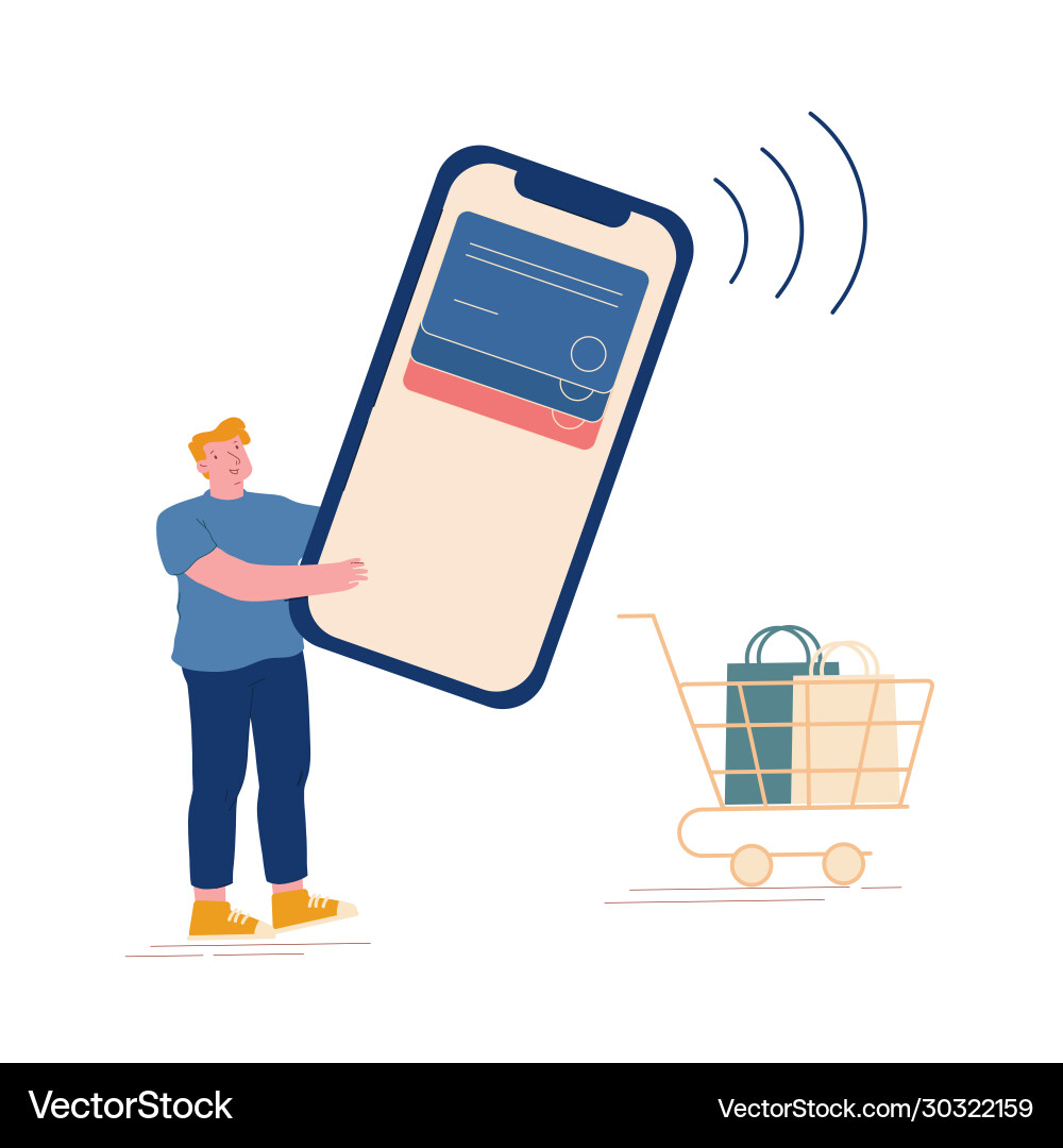 Man Using Smartphone for Payment vector image