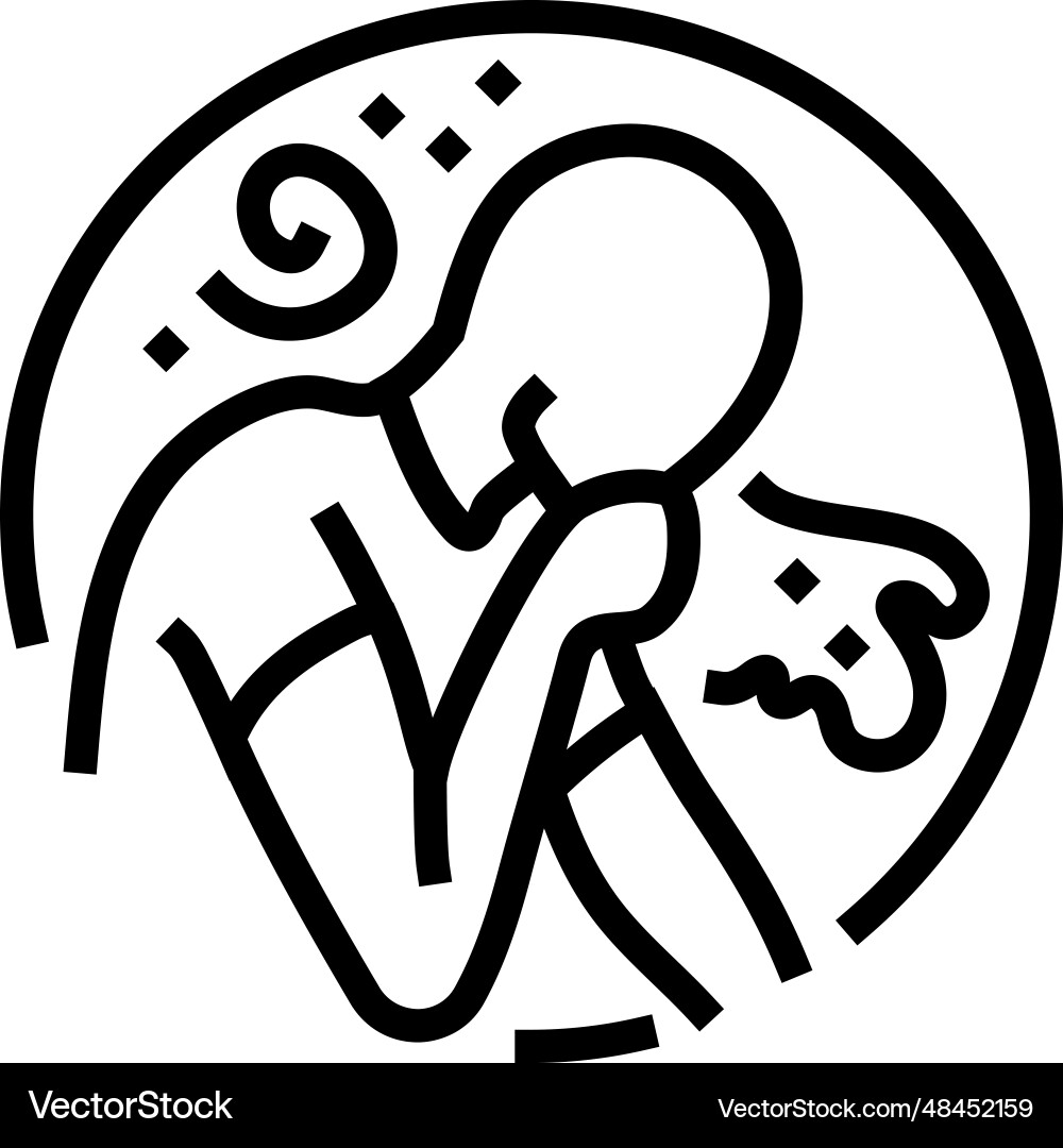Nausea vomiting disease symptom line icon Nausea vomiting disease symptom line icon vector image