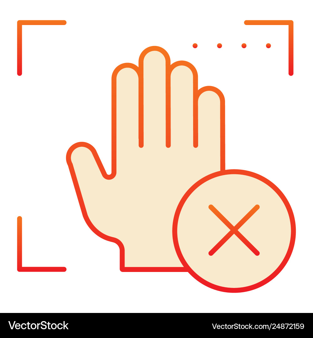 Palm recognition error flat icon palmprint access Palm recognition error flat icon palmprint access vector image