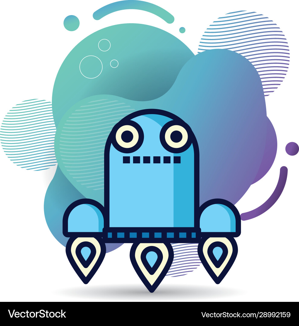 Robot floating technology isolated icon Vector Image