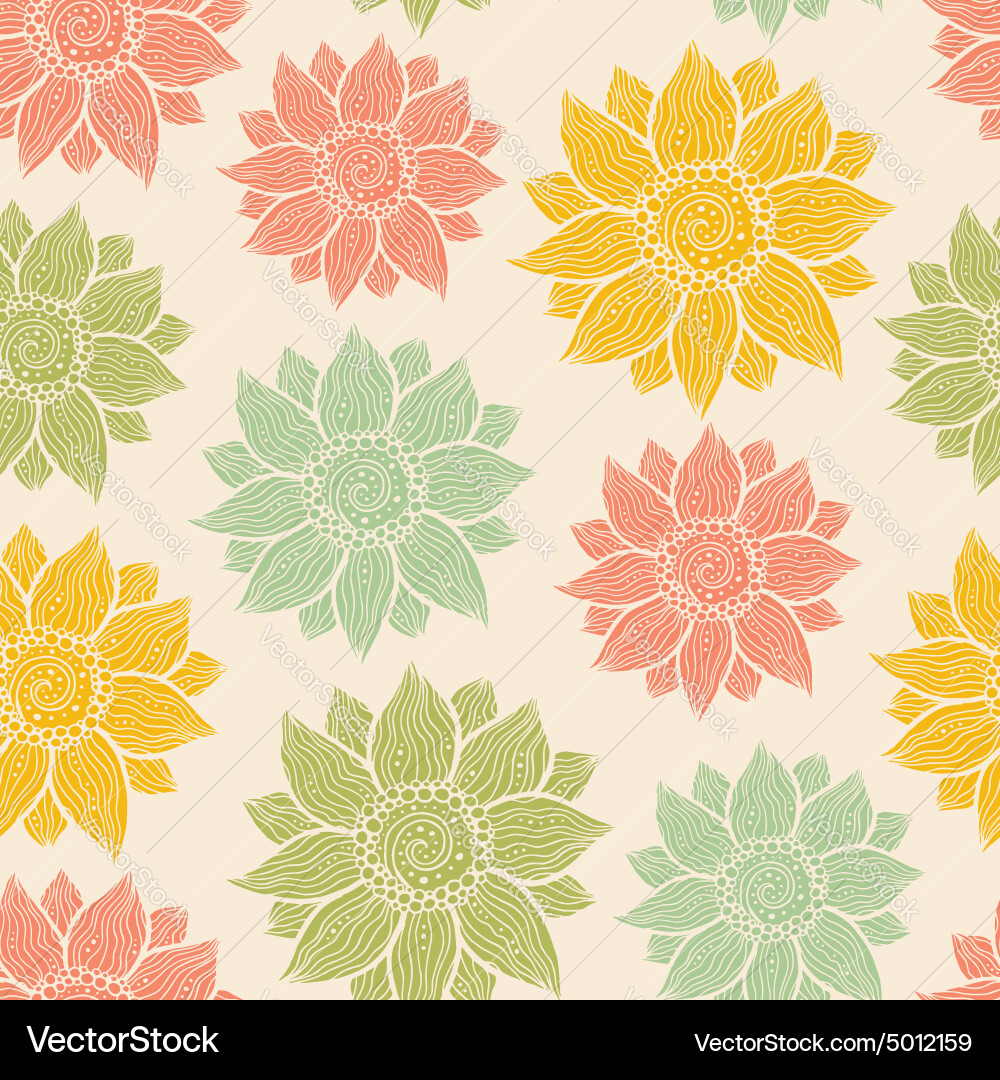 Seamless hand-drawn floral pattern vector image