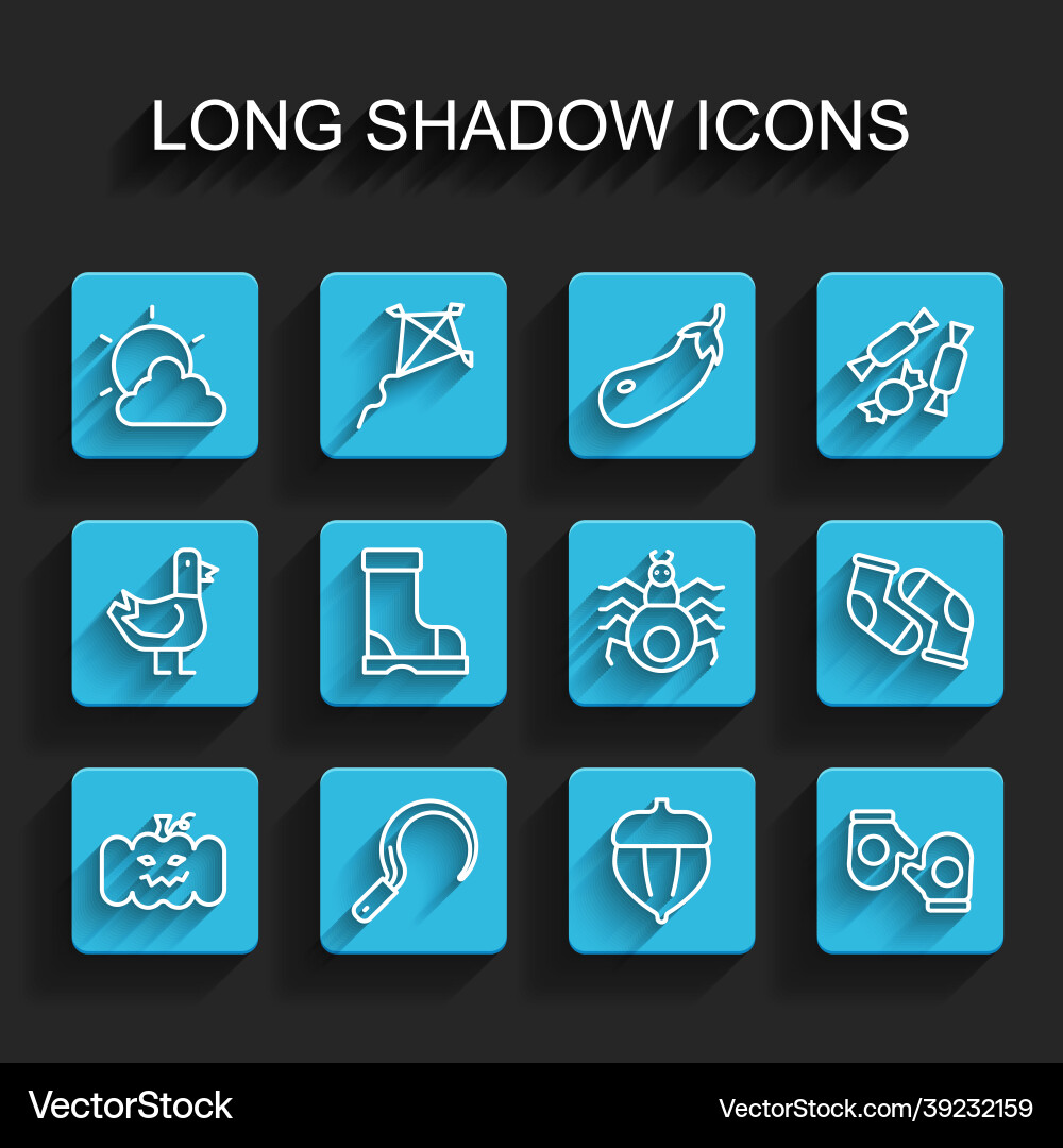 Set line pumpkin sickle sun and cloud weather Set line pumpkin sickle sun and cloud weather vector image