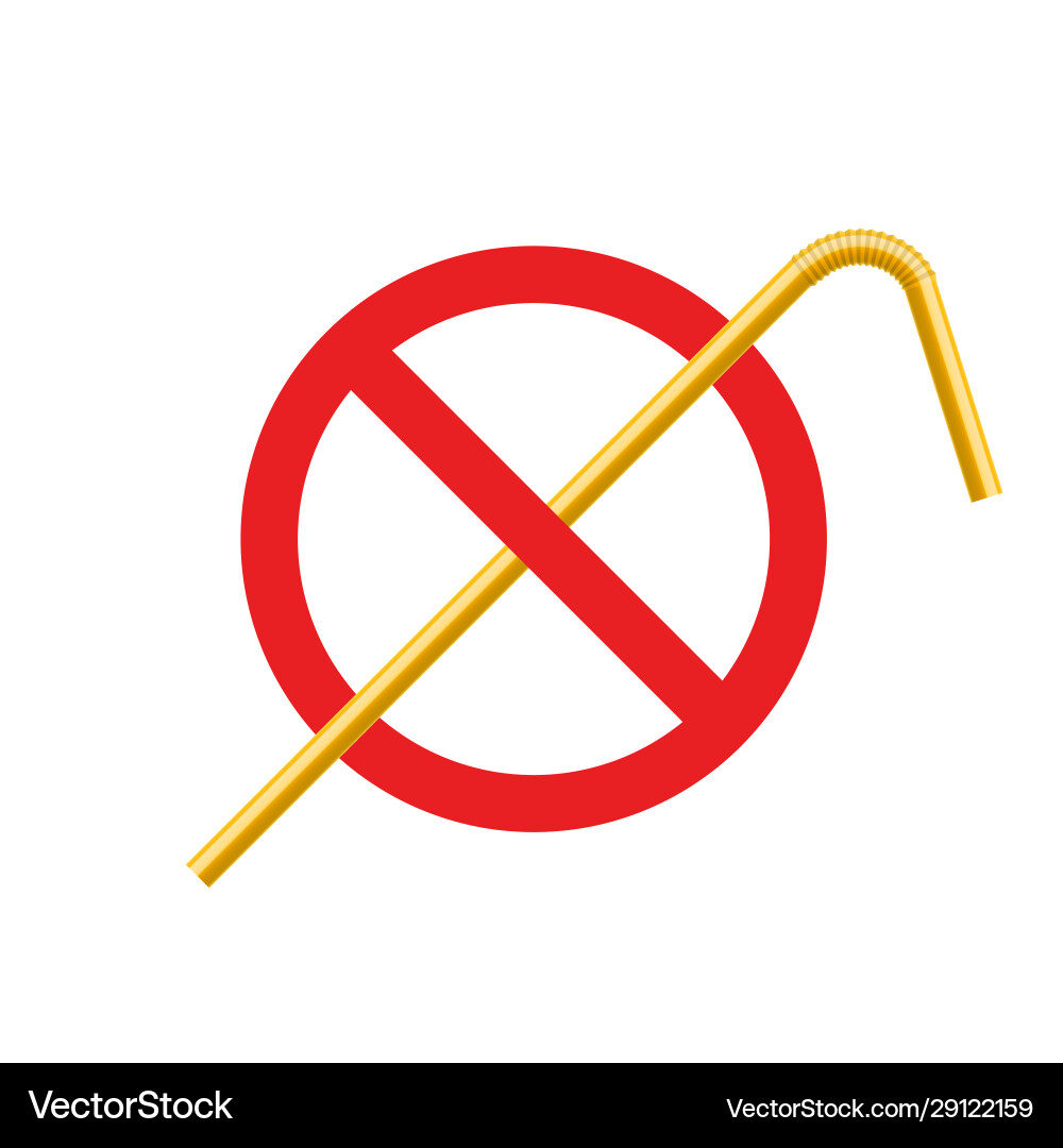Stop plastic straw tube ban symbol ocean Stop plastic straw tube ban symbol ocean vector image