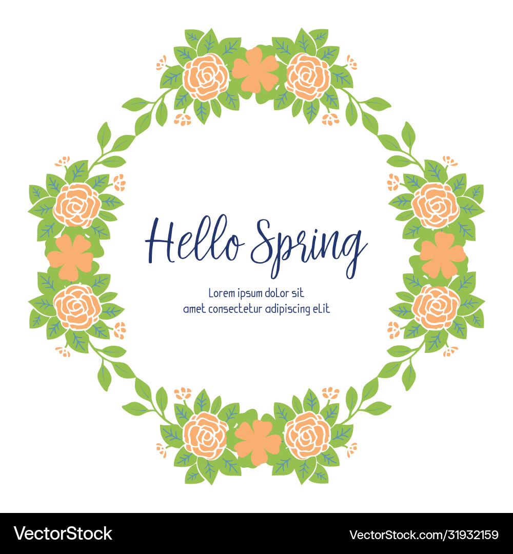 Unique frame for hello spring greeting card design Unique frame for hello spring greeting card design Vector Image