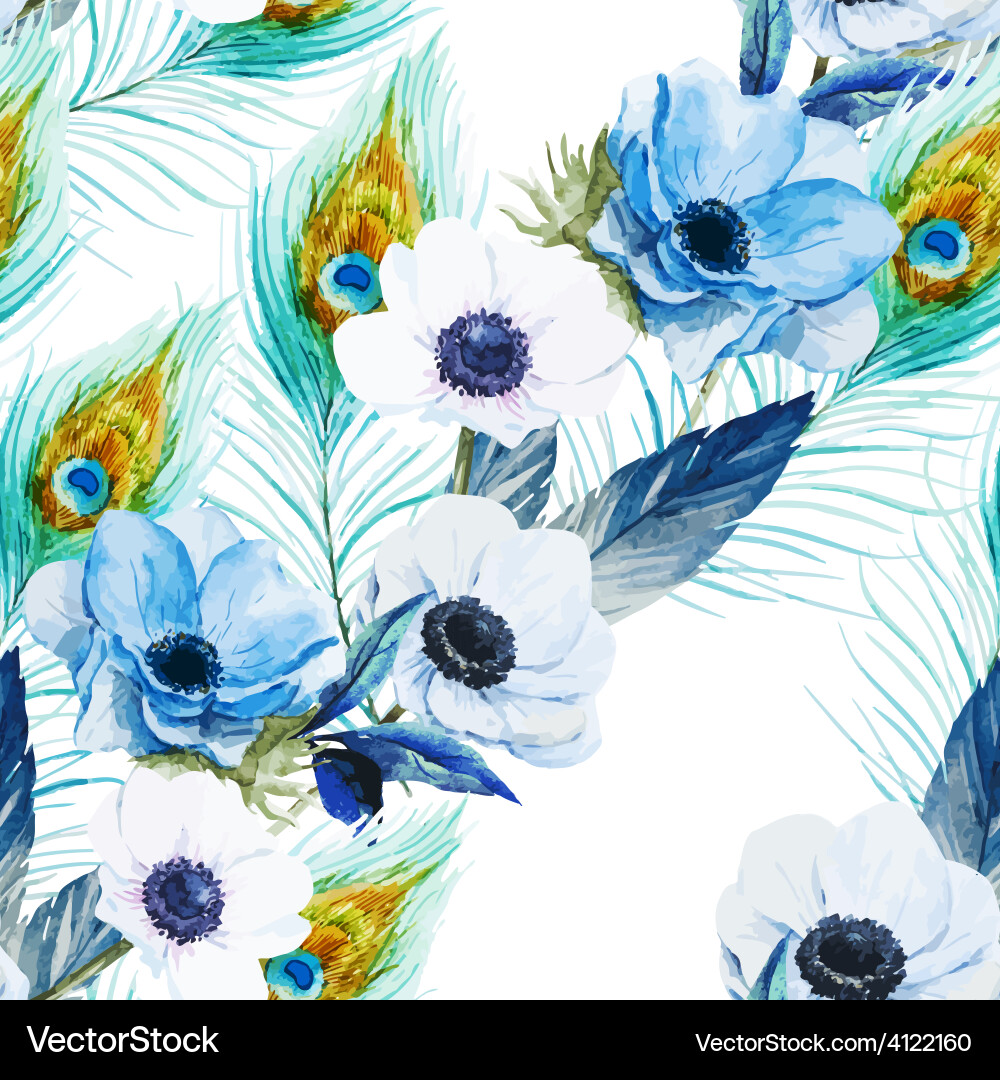Anemones flowers pattern Royalty Free Vector Image