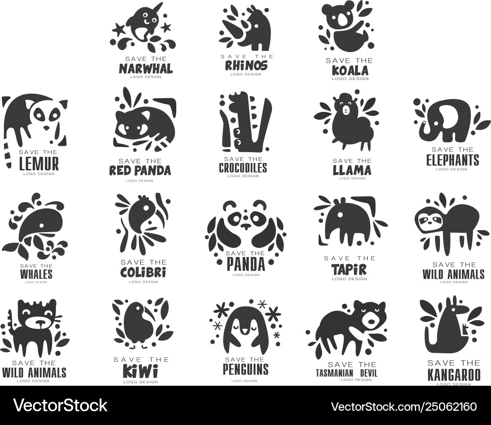Animal Protection Logo Set - Wildlife – Royalty-Free Vector | VectorStock, image size:1000x866