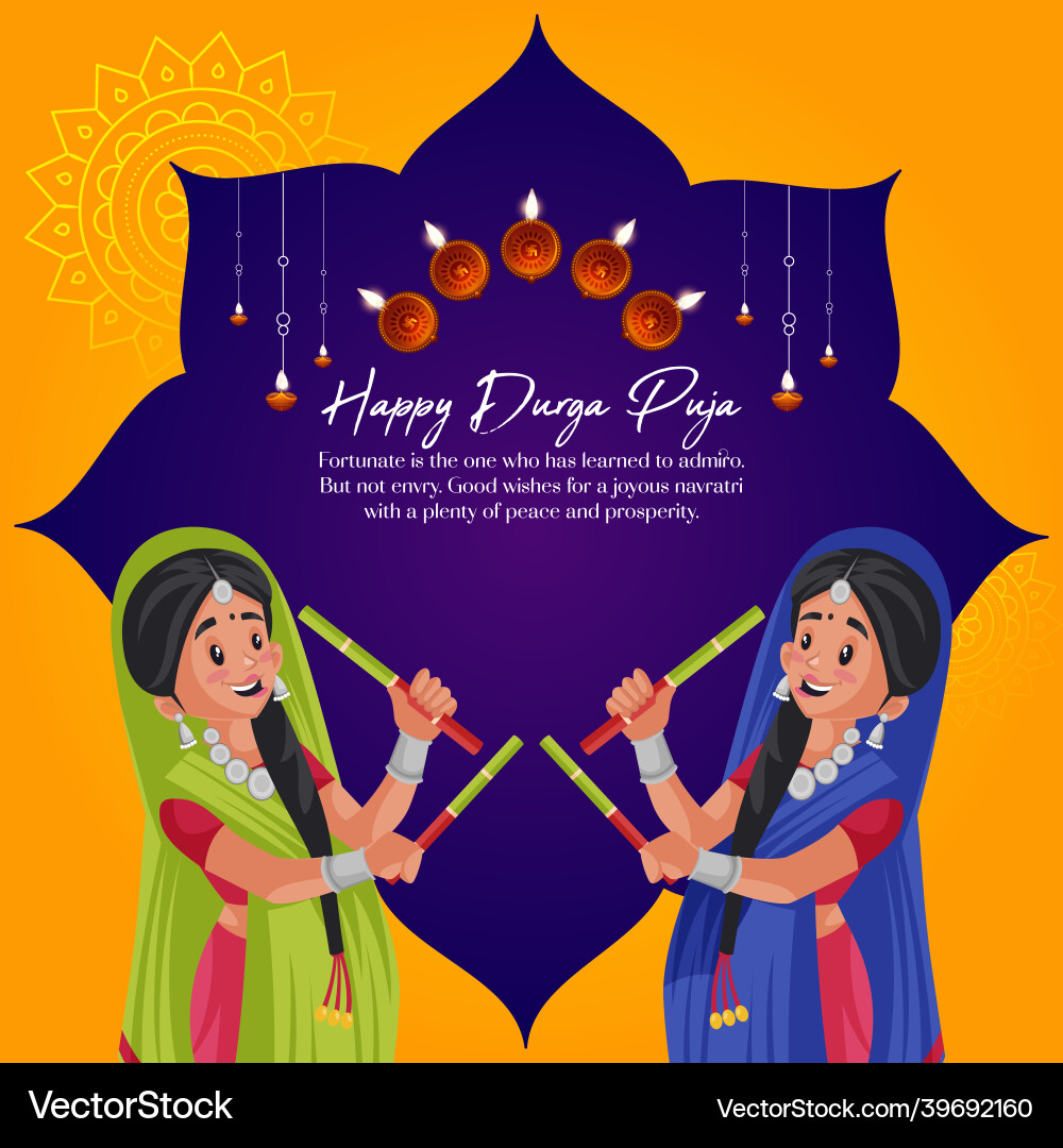 Banner design of happy durga puja Banner design of happy durga puja vector image