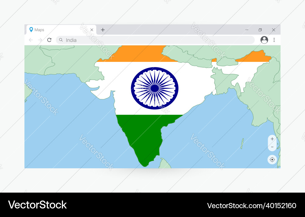 Browser window with map of india searching Browser window with map of india searching vector image