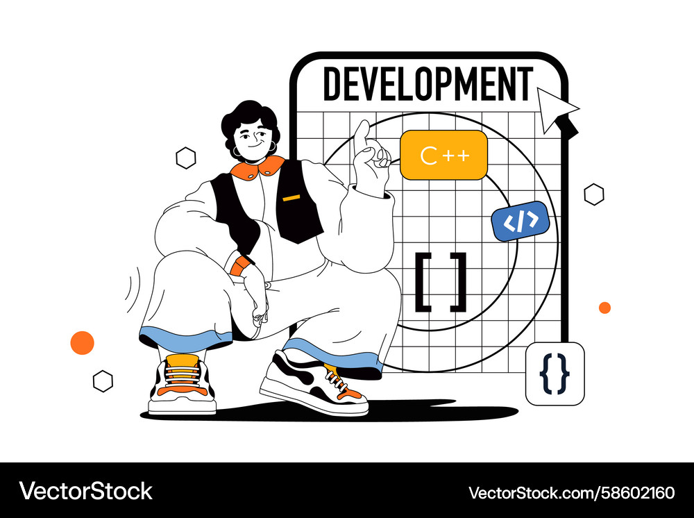 Development outline web modern concept in flat Vector Image