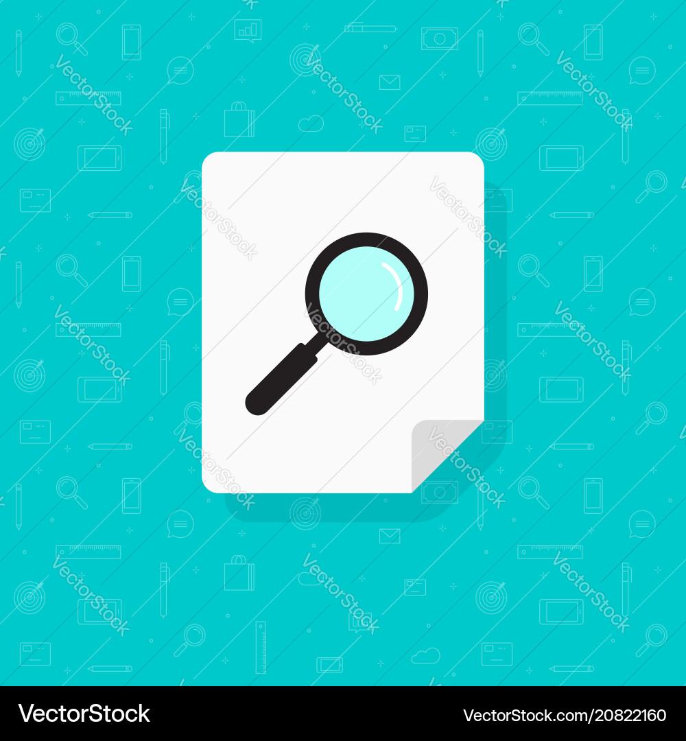 Document search icon flat cartoon paper Document search icon flat cartoon paper vector image