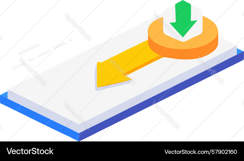 Isometric download button icon modern ui element vector image