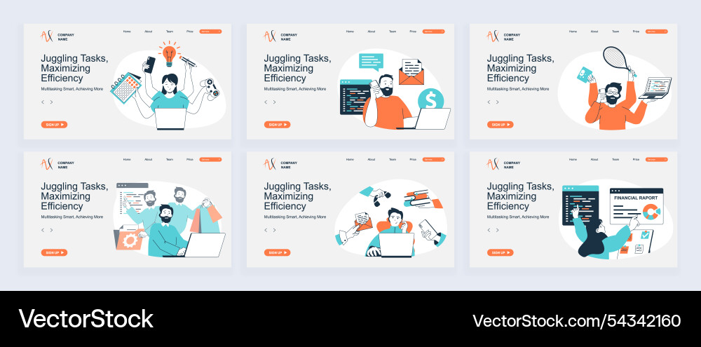 Multitasking concept of landing page with slide vector image