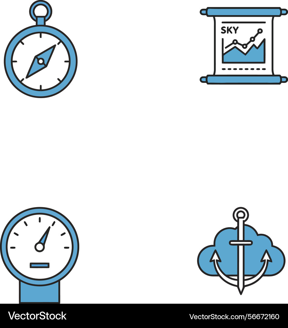 Navigation compass speedometer anchor and chart Navigation compass speedometer anchor and chart vector image