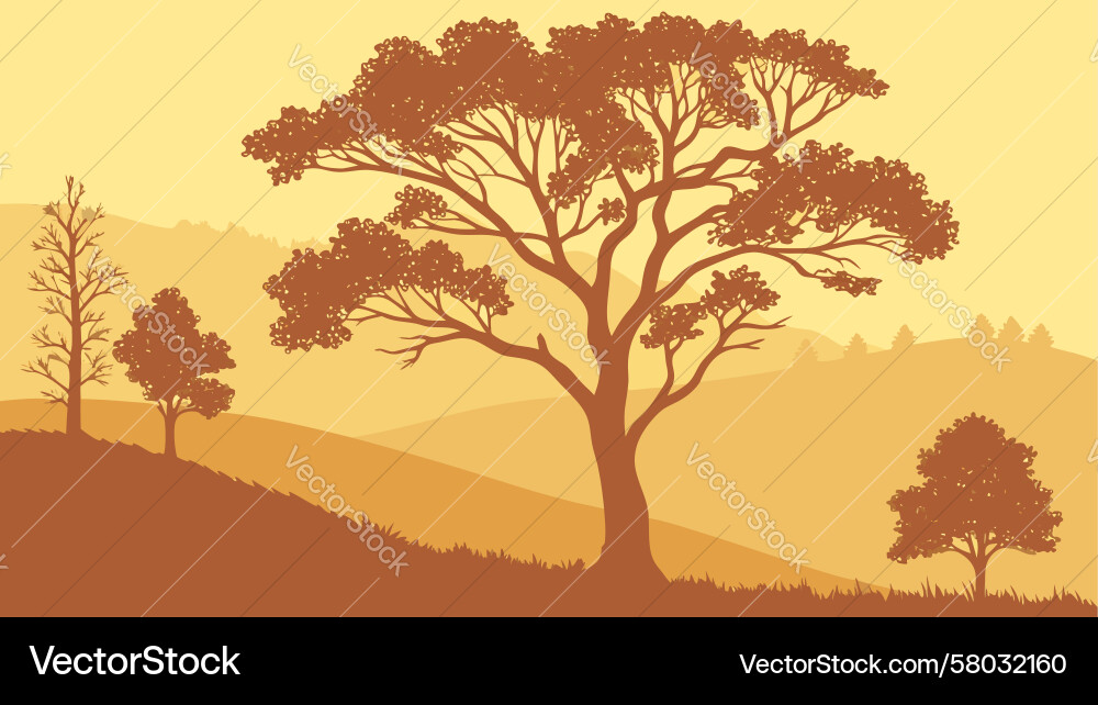 Open Plain with Trees Vector Image