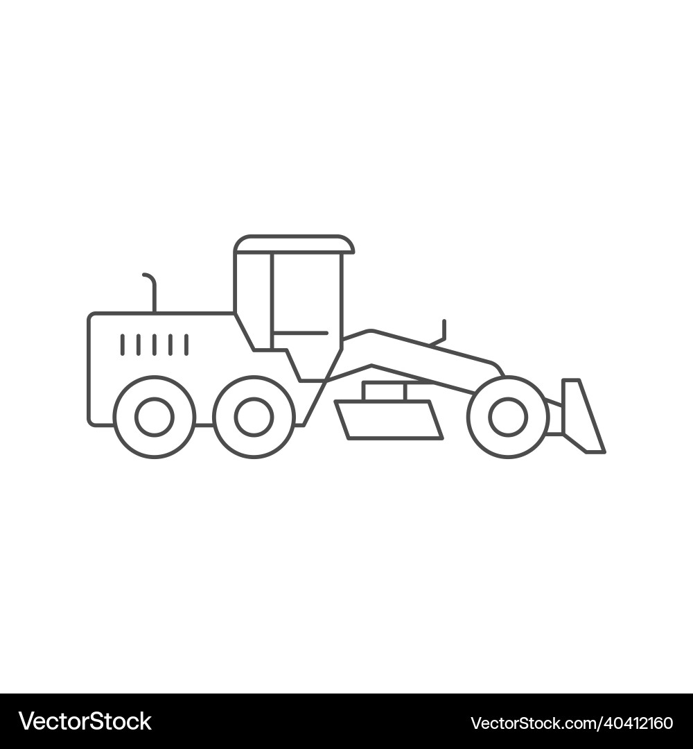 Road scraper or grader line icon Road scraper or grader line icon vector image