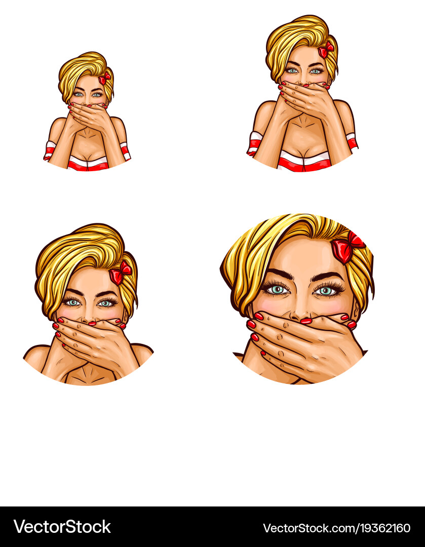 Set of pop art round avatar icons for users Vector Image