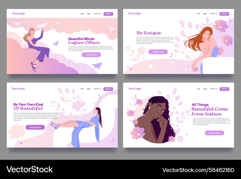 Set of web page design templates landing vector image