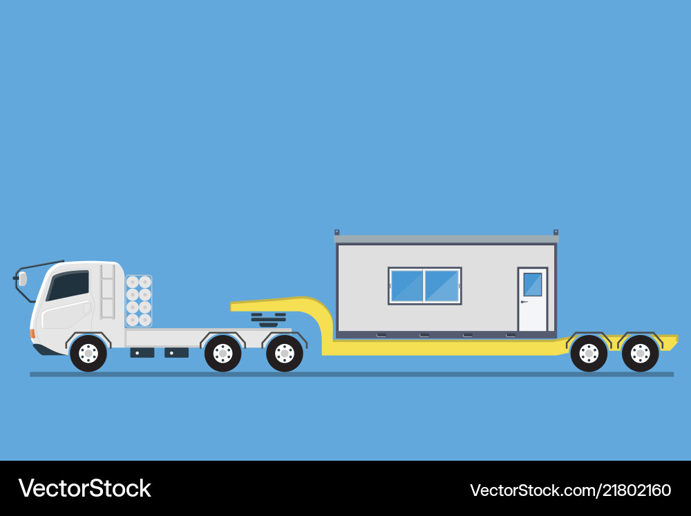 Side view of trailer transporting container Side view of trailer transporting container Vector Image
