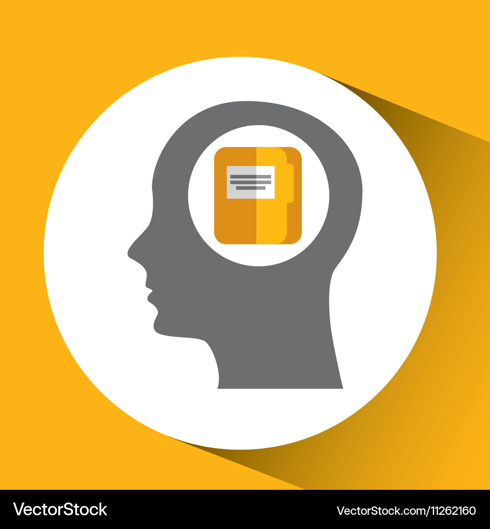 Silhouette head with folder file archive icon vector image