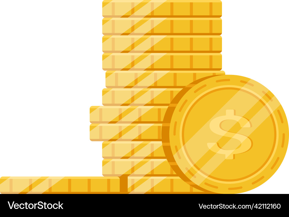 Stack golden usd dollar coins isometric icon Stack golden usd dollar coins isometric icon vector image