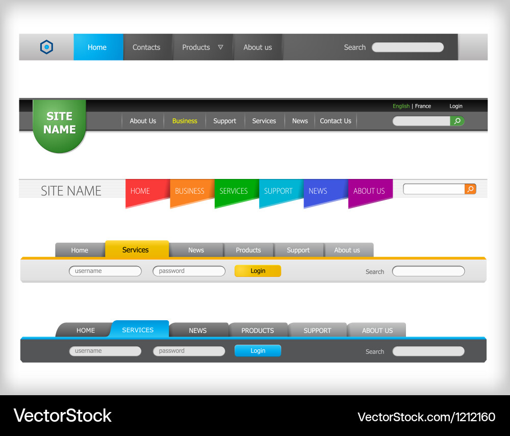 Web Navigation UI Templates vector image