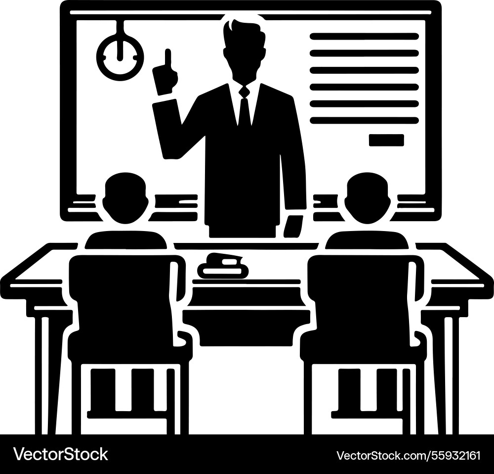 A simple silhouette of classroom setting A simple silhouette of classroom setting Vector Image