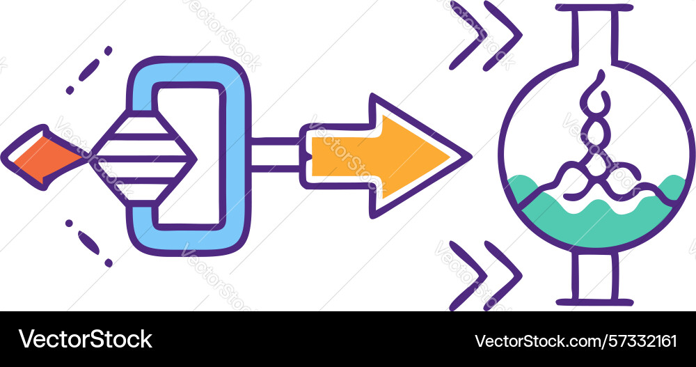 Abstract data input to chemical flask digital vector image