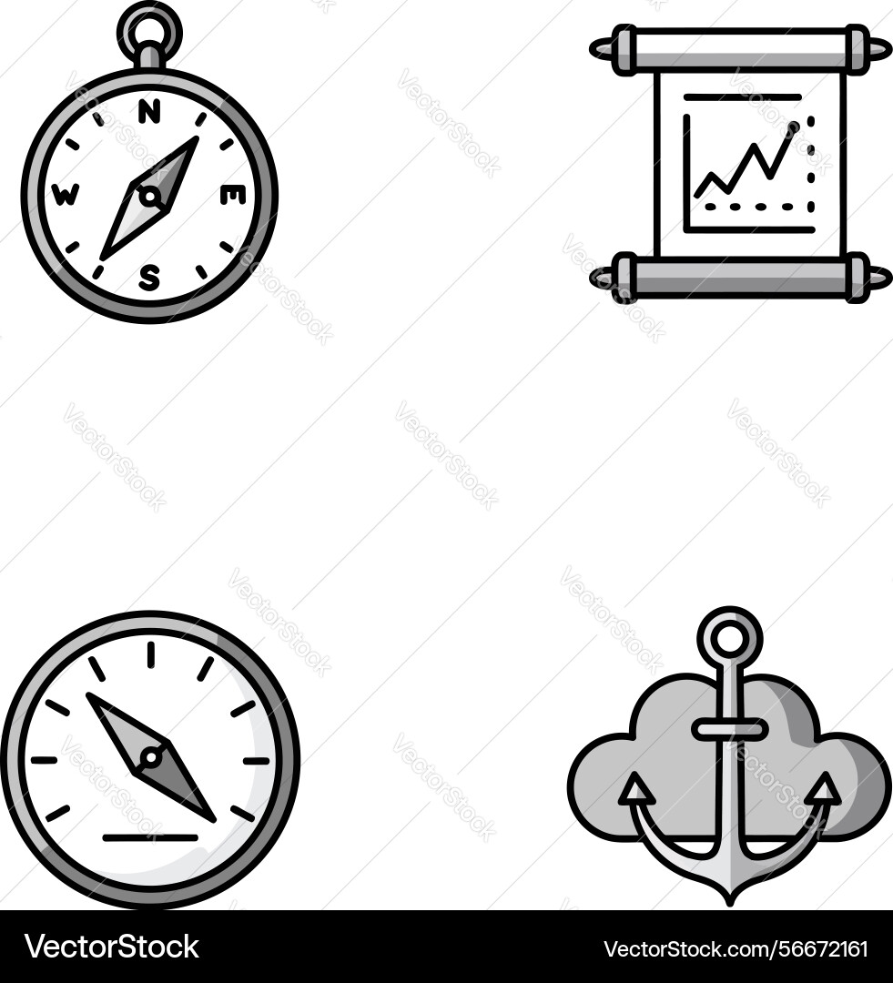 Compass barometer anchor navigation and chart Compass barometer anchor navigation and chart vector image