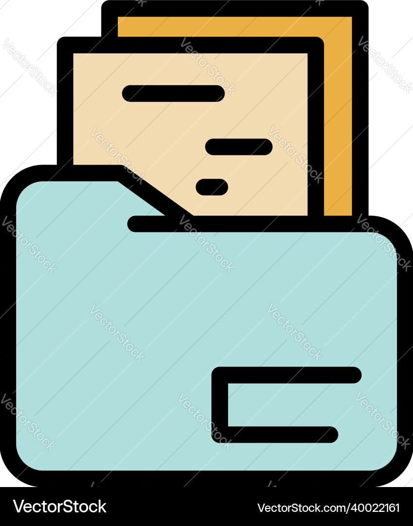 Folder with files icon color outline Vector Image