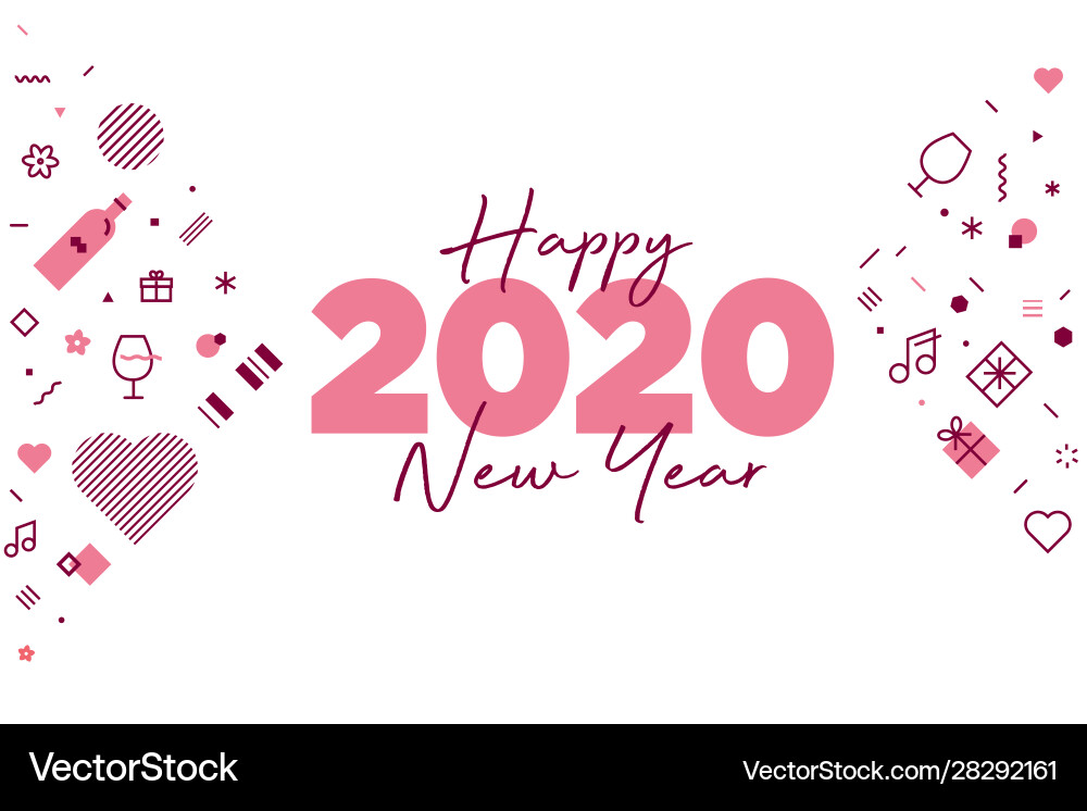 Happy new year 2020 and lots love Happy new year 2020 and lots love vector image
