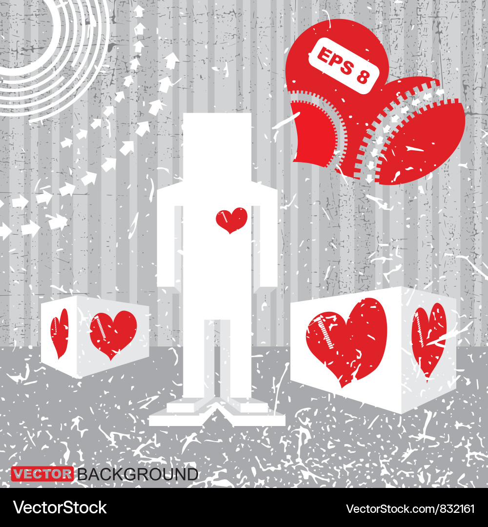 Heart with robot vector image
