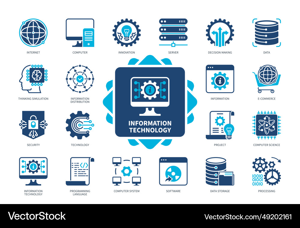 Information Technology Icon Set Vector Image