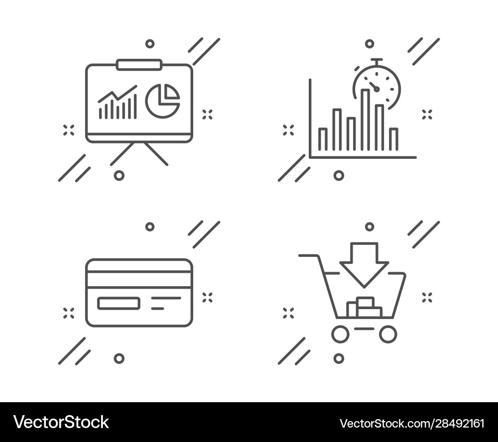Presentation report timer and credit card icons Presentation report timer and credit card icons vector image