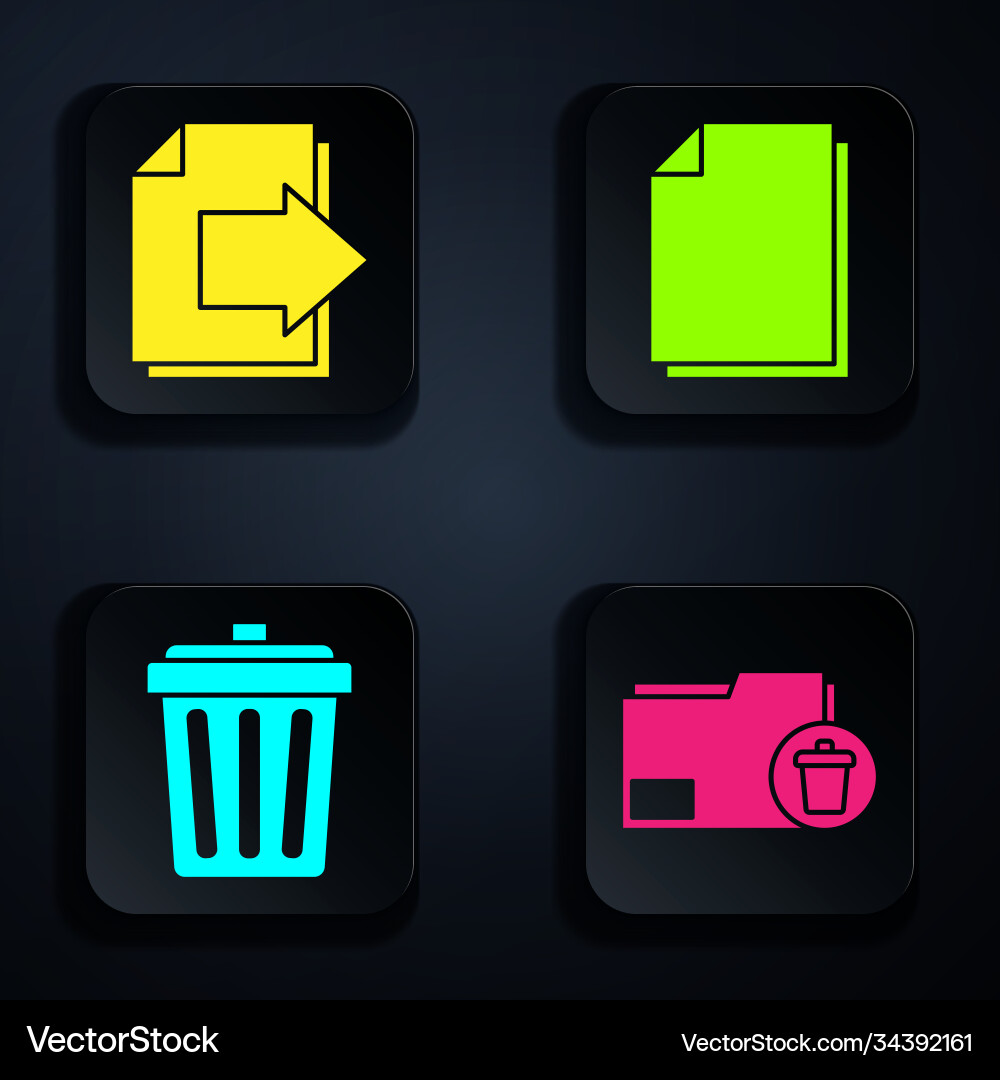 Set delete folder next page arrow trash can Vector Image